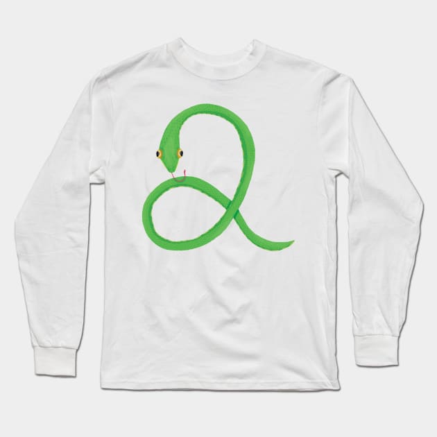 A - Green vine snake Long Sleeve T-Shirt by miim-ilustra